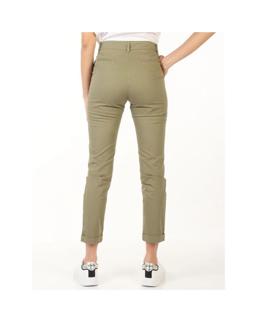 Manila Grace Green Slim-Fit Trousers