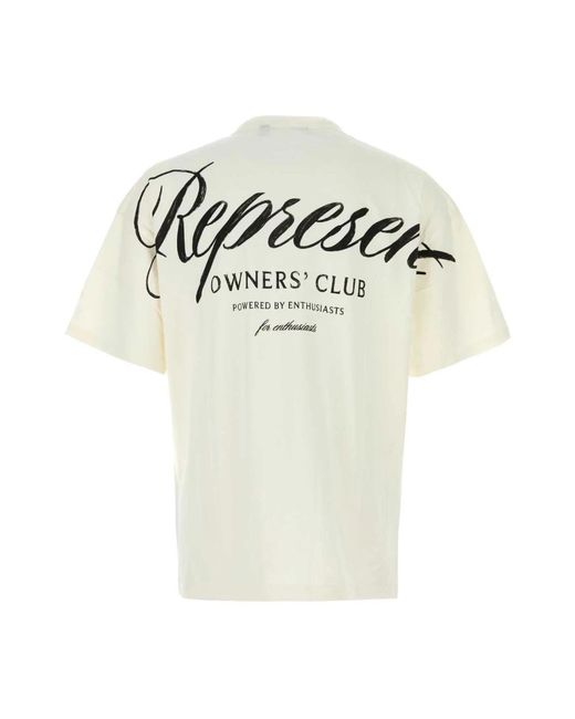 Represent Tops ,Katoen Owners Club Script T-Shirt in het White voor heren
