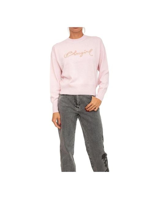Blugirl Blumarine Pink Round-Neck Knitwear