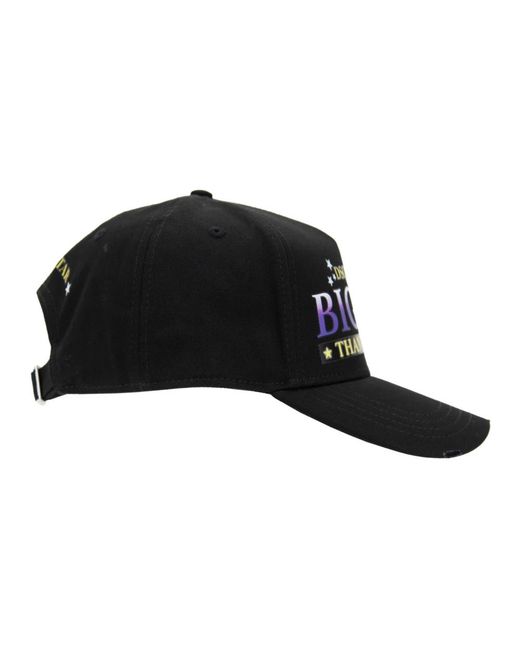 DSquared² Accessoires ,Zwart ,Katoen Baseball Cap Met Contrastprint En Gesp in het Black