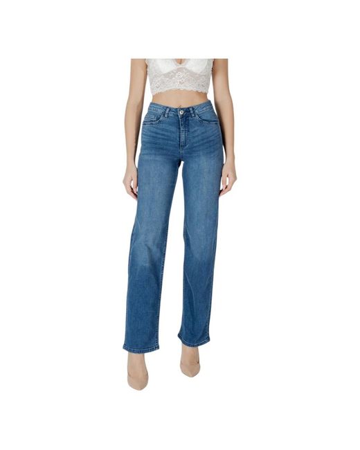 Ichi Jeans ,Blauw ,Katoen Wijde Jeans Lente/Zomer Collectie in het Blue