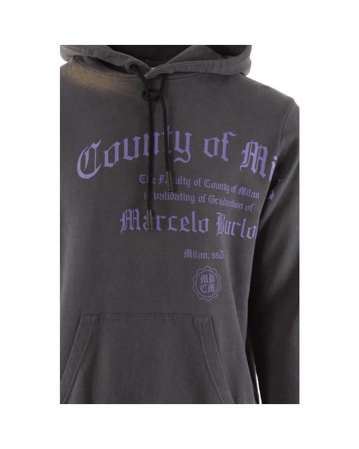 Marcelo Burlon Gray Hoodies for men