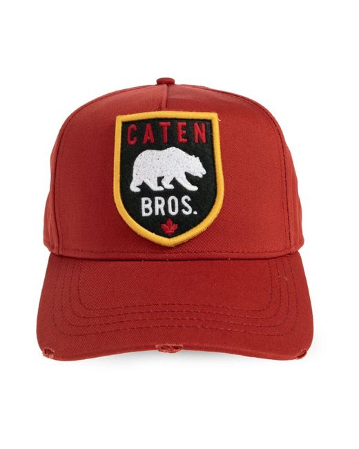 DSquared² Accessoires ,Rood ,Katoen Cap Met Klep in het Red voor heren