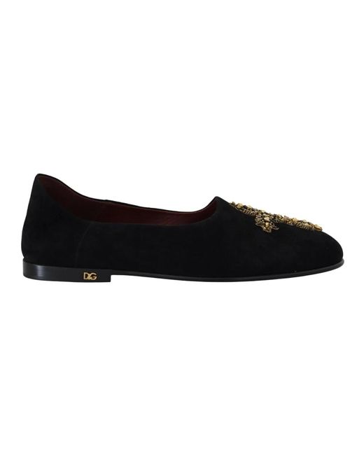 Dolce & Gabbana Schwarze wildleder slip-on-loafer-schuhe mit goldenem kreuz in Black für Herren