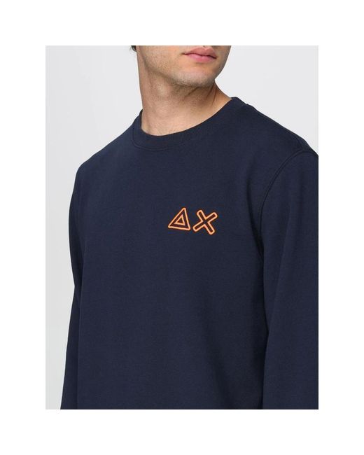 Sun 68 Hoodies & Sweatvesten ,Blauw ,Sweatshirt Met Ronde Hals En Lange Mouwen in het Blue voor heren