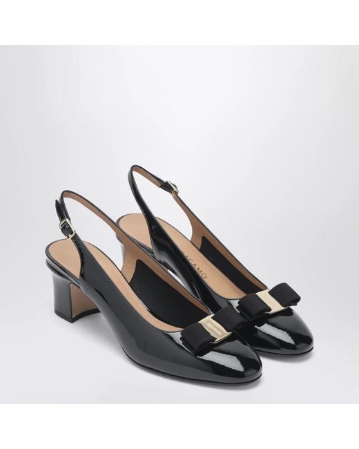 Ferragamo Black Mid Sling Pump