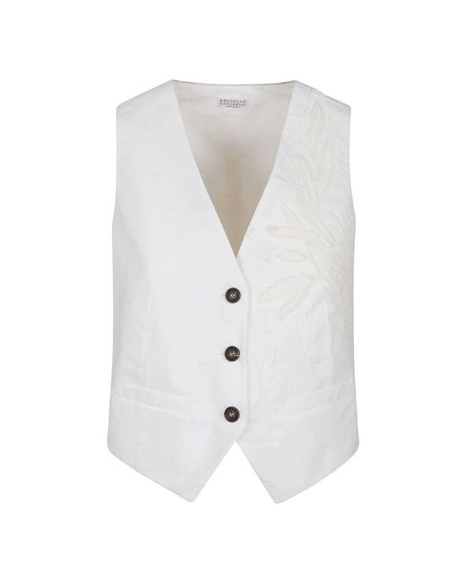 Brunello Cucinelli White Vests
