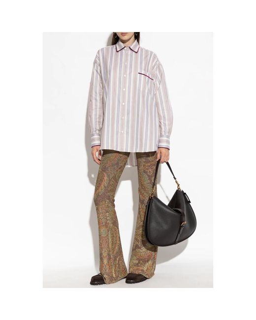 Etro Overhemd Met Een Gestreept Patroon in het White