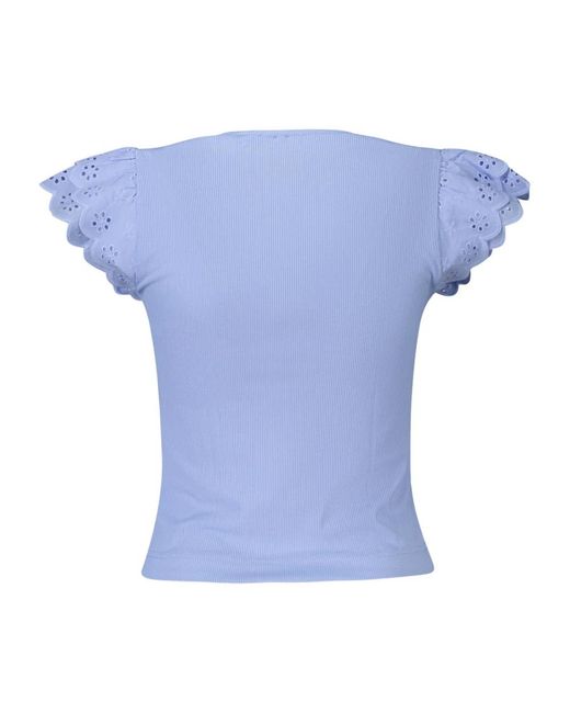 Guess Tops ,Blauw ,Short Sleeve V-Neck T-Shirt in het Blue