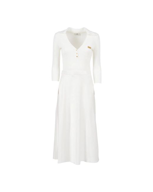 Elisabetta Franchi White Knitted Dresses