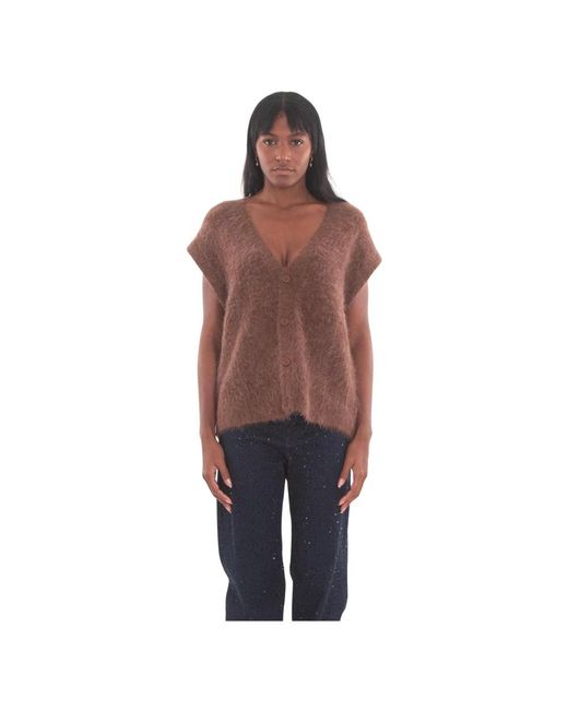 CYCLE Truien & Vesten ,Bruin ,Geweldig Alpaca Oversized Vest in het Red