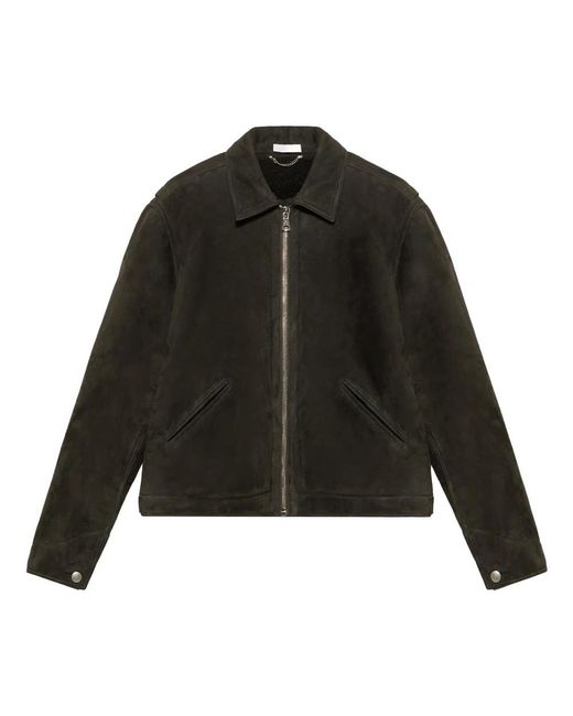 1989 STUDIO Jassen ,Zwart ,Schapenvacht Leren Jas in het Black voor heren