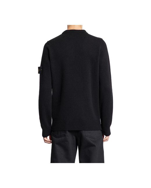 Stone Island Black Round-Neck Knitwear for men
