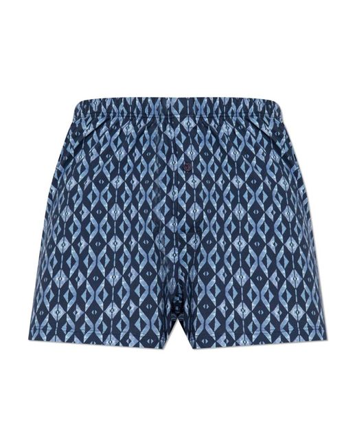 Hanro Ondergoed ,Blauw ,Katoen Boxers Met Patroon in het Blue voor heren