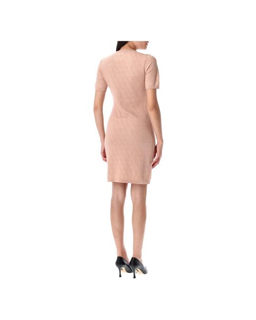 Fendi Kleedjes ,Roze ,Katoen Roze Gebreide Mini Jurk Met Ff Motief in het Pink