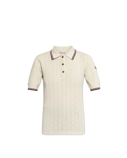 Moncler Polo Met Logo Patch in het Natural