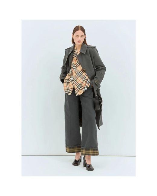 Burberry Overhemden ,Zijden Pyjama Shirt Met Checkpatroon in het Natural