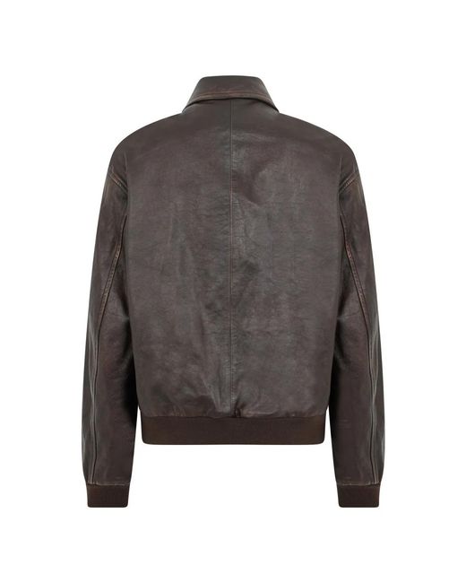 Prada Gray Leather Jackets for men