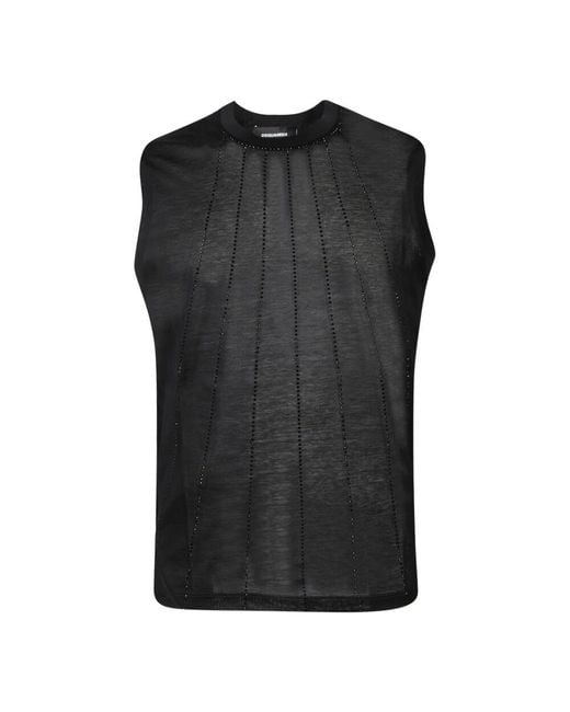 DSquared² Black Sleeveless Tops for men
