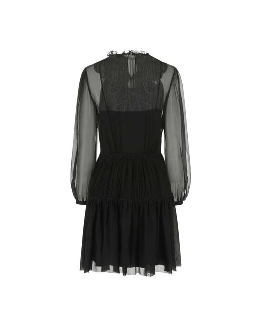 Alberta Ferretti Kleedjes ,Zwart ,Chiffon Zwarte Chiffon Mini -Jurk in het Black