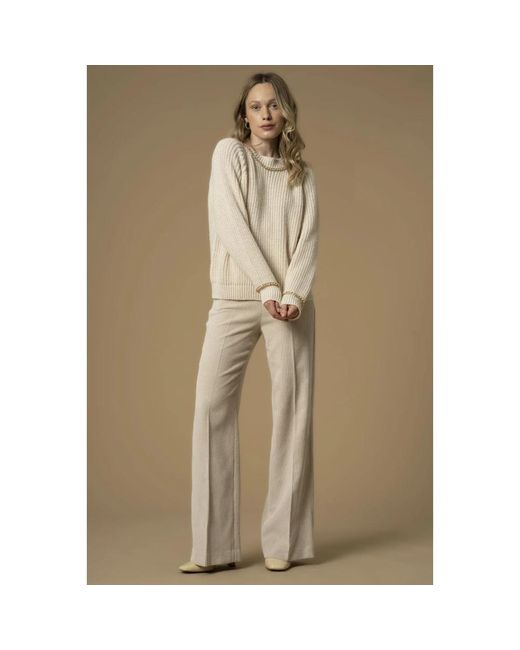 Kocca Trui Met Juweelbezette Lange Mouwen in het Natural