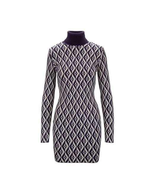 Elisabetta Franchi Black Hochgeschlossenes Langarm-Strickkleid