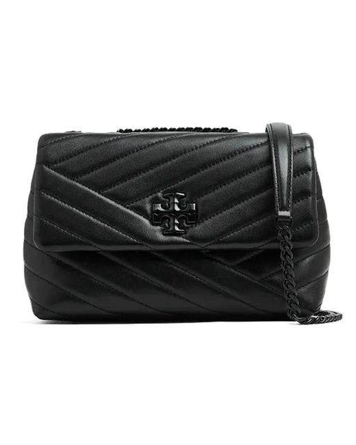 Tory Burch Black Schwarze Chevron Schultertasche