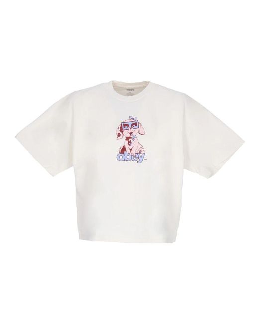 Obey White Mini Puppy Custom Crop Tee