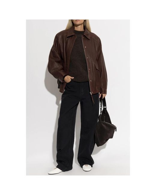Rohe Grain Leather Aviator Jacket in het Brown