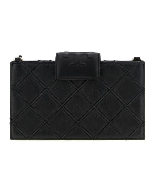 Tory Burch Mini Fleming Soft Chain Wallet in het Black