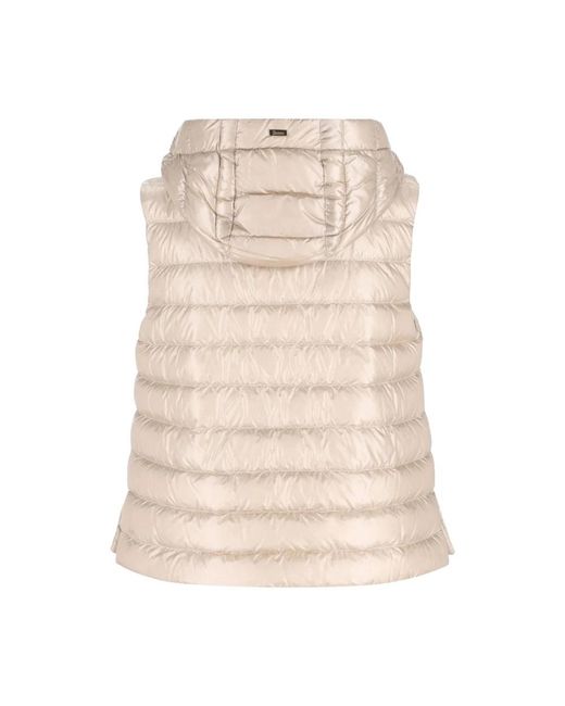 Herno Gewatteerd Gilet Met Capuchon in het Natural