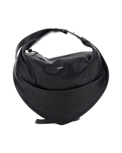 FEDERICO CINA Black Schwarze Leder-Schultertasche Mit Reißverschluss