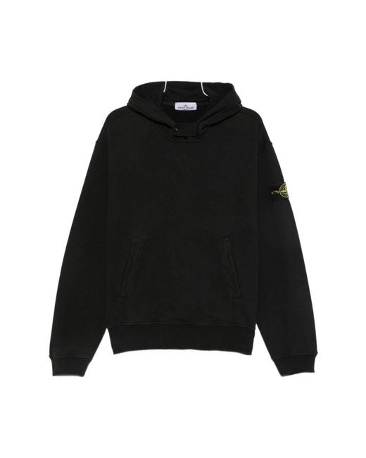 Stone Island Black Hoodies for men