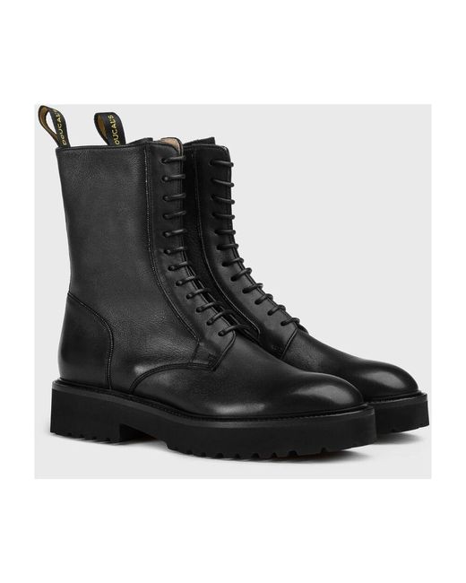 Doucal's Black Lace-Up Boots