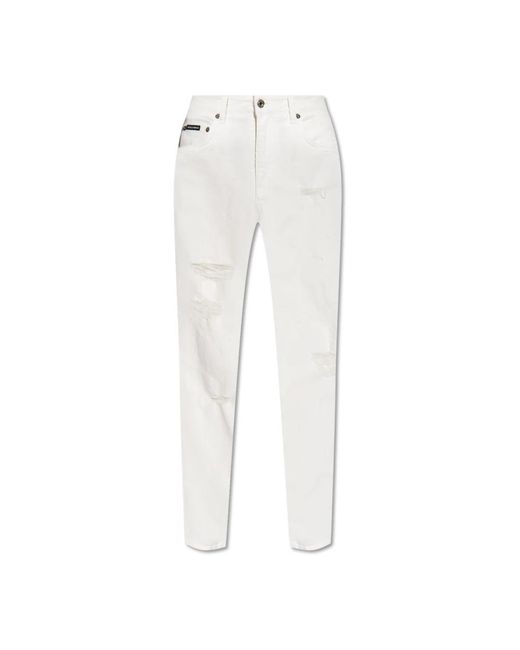 Dolce & Gabbana White Loose-Fit Jeans
