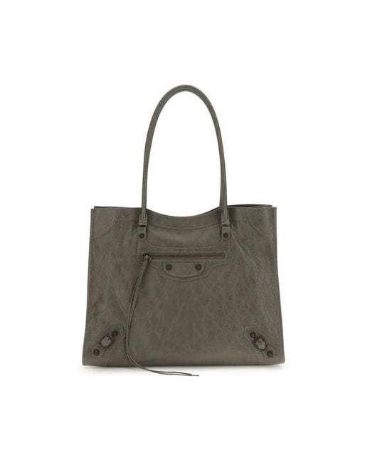Balenciaga Gray City Tote Bag Mit Arena Leder