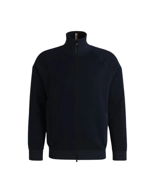Boss Navy reißverschluss-strickjacke baumwoll-wollmischung in Blue für Herren