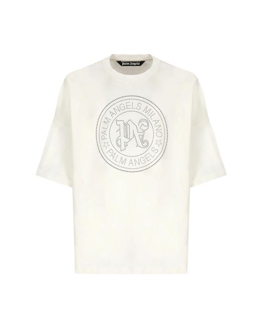 Palm Angels Studs logo crew neck t-shirt in White für Herren
