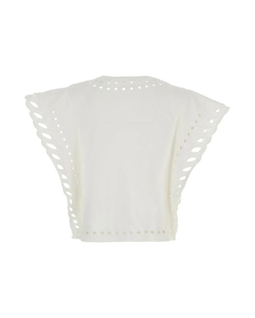 Isabel Marant Tops ,Wit ,Katoen Kort Katoenen T-Shirt in het White