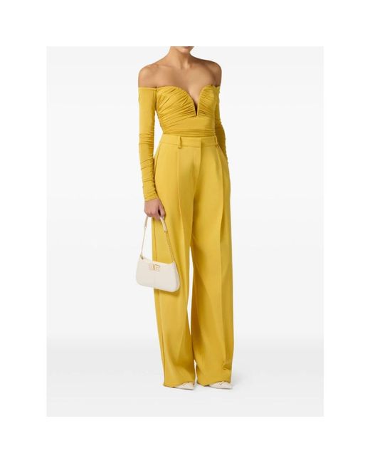 Elisabetta Franchi Yellow Wide Trousers