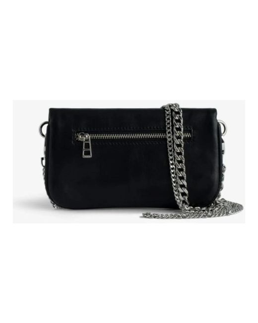 Zadig & Voltaire Black Clutch Rock Nano Lucky Charms