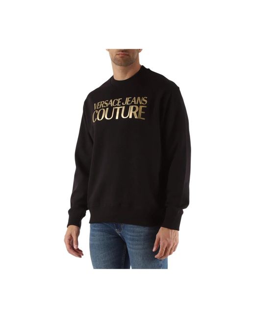 Versace Regular fit baumwoll-sweatshirt in Black für Herren