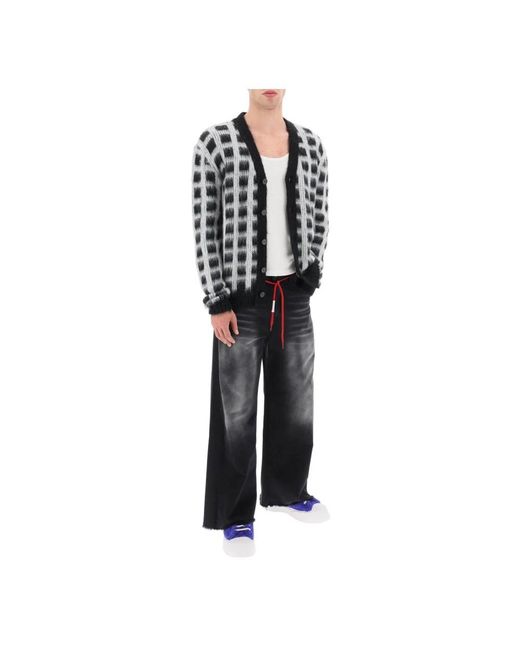 Marni Truien & Vesten ,Veelkleurig ,Wol Geborsteld Garen Cardigan Met Ruitpatroon in het Black voor heren