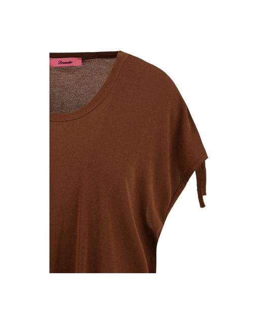 Drumohr Tops ,Bruin ,Minimalistische Veelzijdige T-Shirt Voor Vrouwen in het Brown