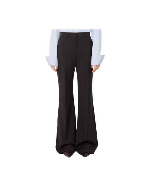 Sportmax Zwarte Wollen Broek Met Uitlopende Pijpen En Normale Taille in het Black