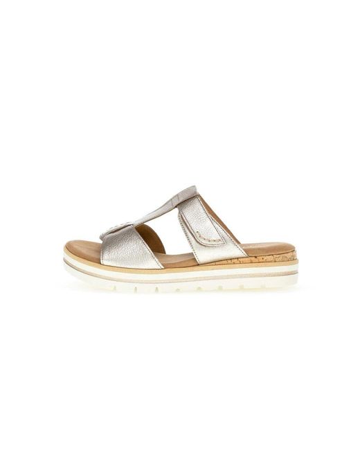 Gabor Metallic Damen Sandalen, Slip-On Slides, Puder
