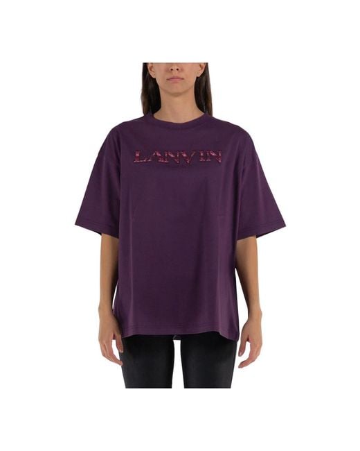Lanvin Oversized Geborduurd T-Shirt in het Purple
