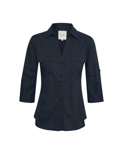 Part Two Overhemden ,Blauw ,Katoen Donkerblauw Katoenen Shirt Cortniapw Sh in het Blue