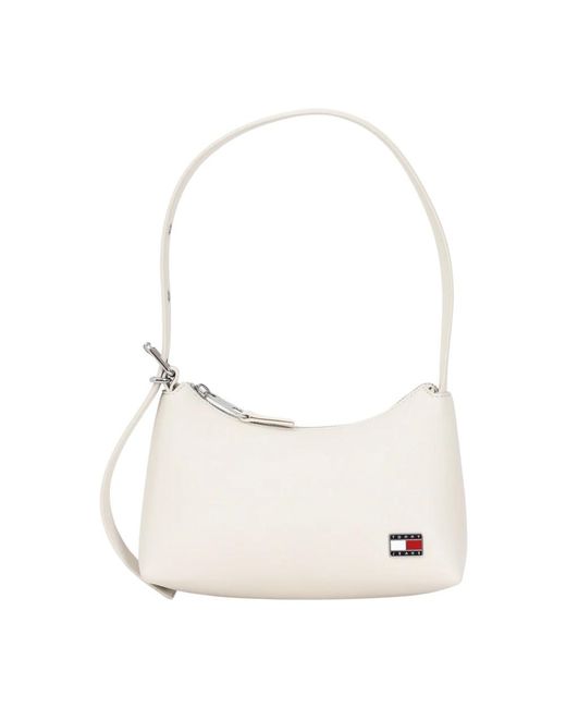 Tommy Hilfiger Crème Schoudertas Elegant Logoplaquette in het White