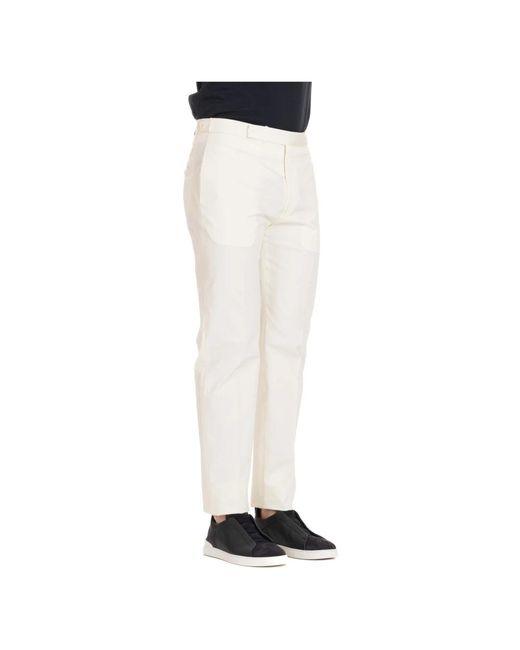 Tagliatore White Slim-Fit Trousers for men